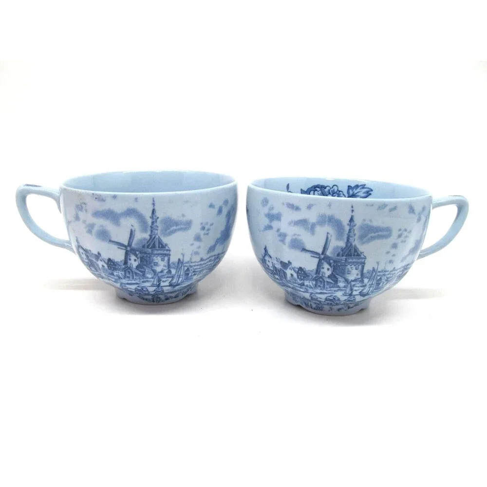 Johnson Brothers Tulip Time Blue Set Of 2 Cups No Saucers VGC